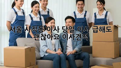 서울 사직동 이사🏠 당일 이사, 급해도 괜찮아요! #이사_견적
